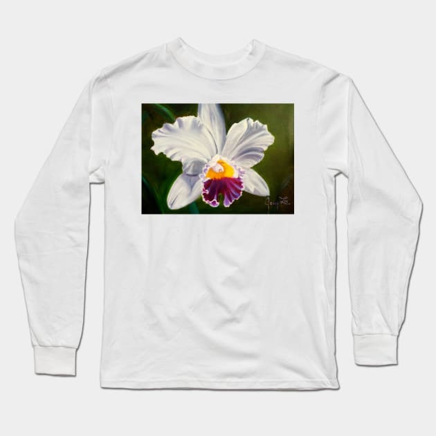 White Orchid Long Sleeve T-Shirt by jennyleeandjim